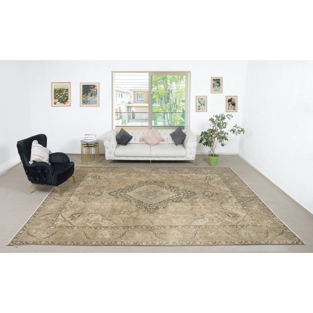 One of a kind Vintage Turkish Oversize Rug. Handmade Large Carpet for Rustic, Country & Farmhouse Decor
