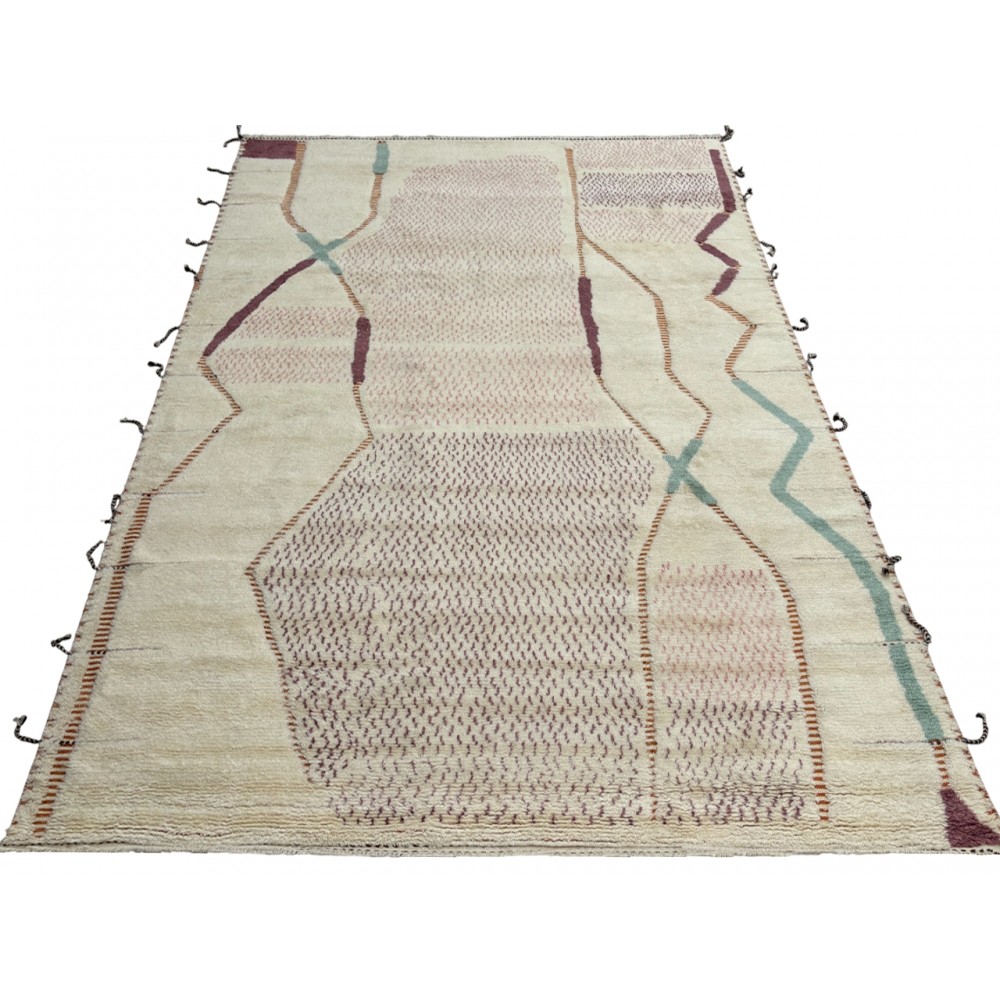 Modern Moroccan style Handmade Rug. 100% Natural Wool. Custom Options Available