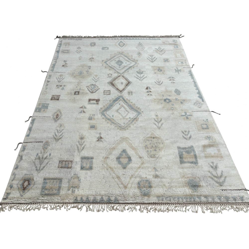 Handmade Moroccan style Rug. 100% Natural Wool. Modern Beni Ourain Carpet