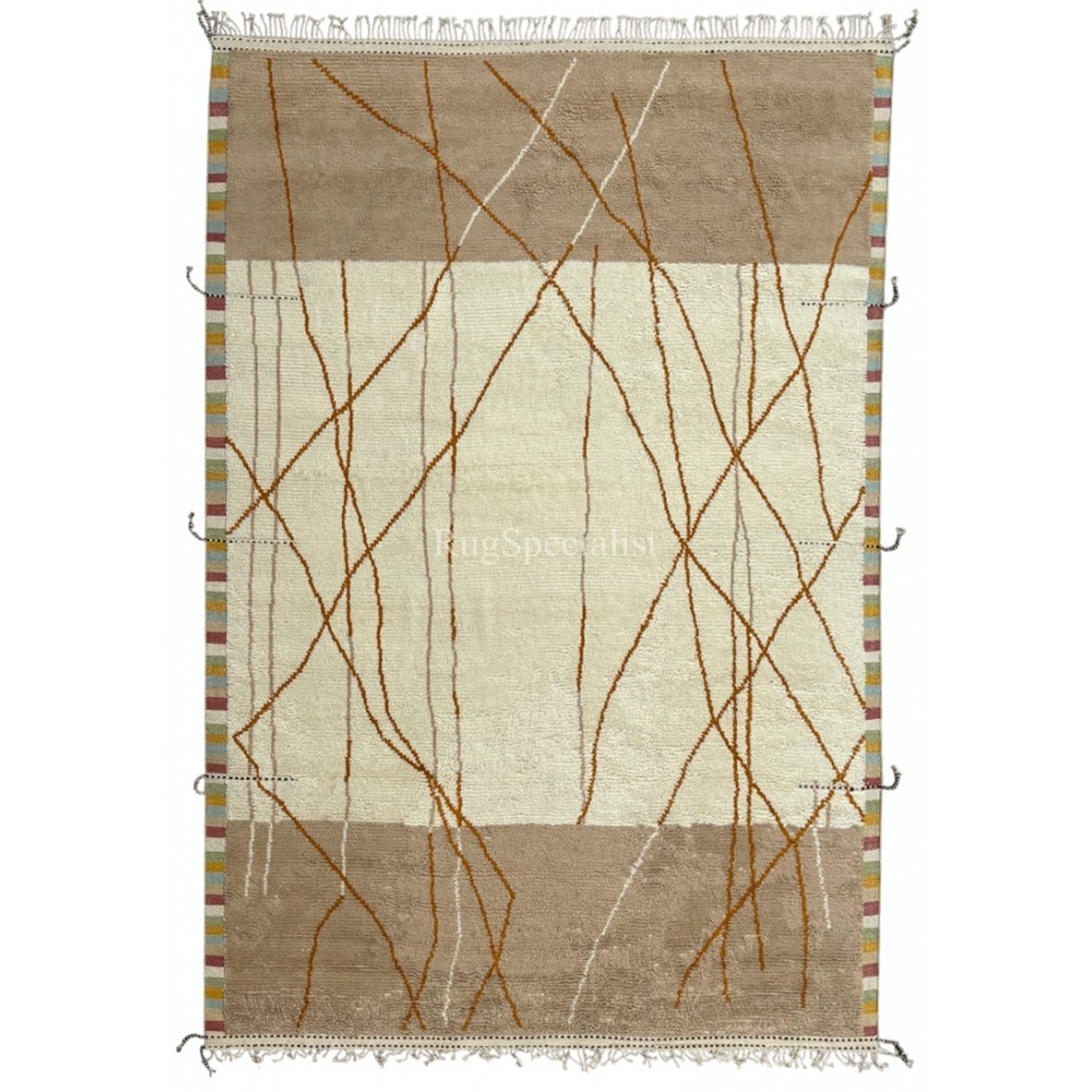 Contemporary Moroccan style Handmade Rug. 100% Natural Wool. Custom Options Available