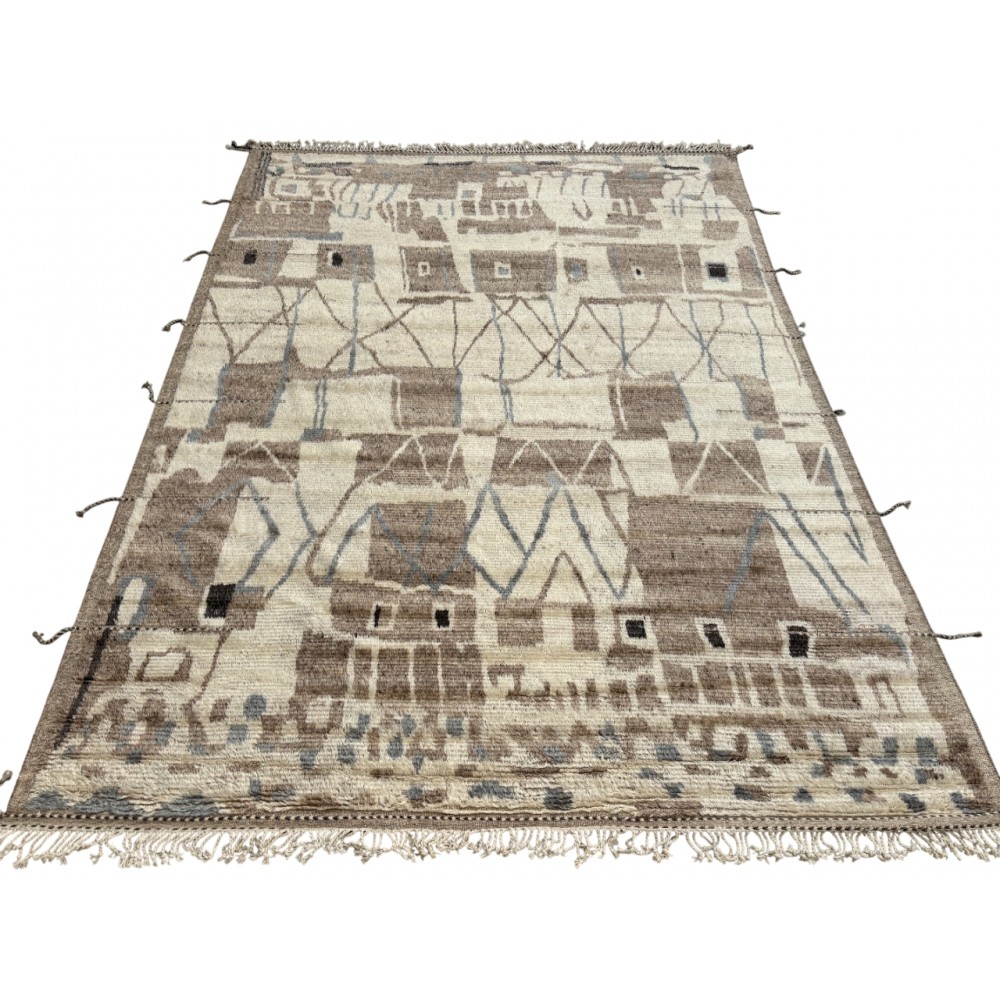 Modern Moroccan style Handmade Rug. 100% Natural Wool. Custom Options Available