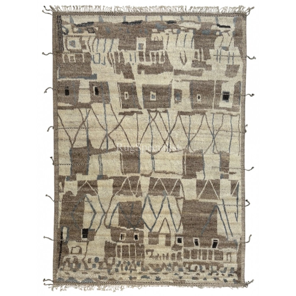 Modern Moroccan style Handmade Rug. 100% Natural Wool. Custom Options Available