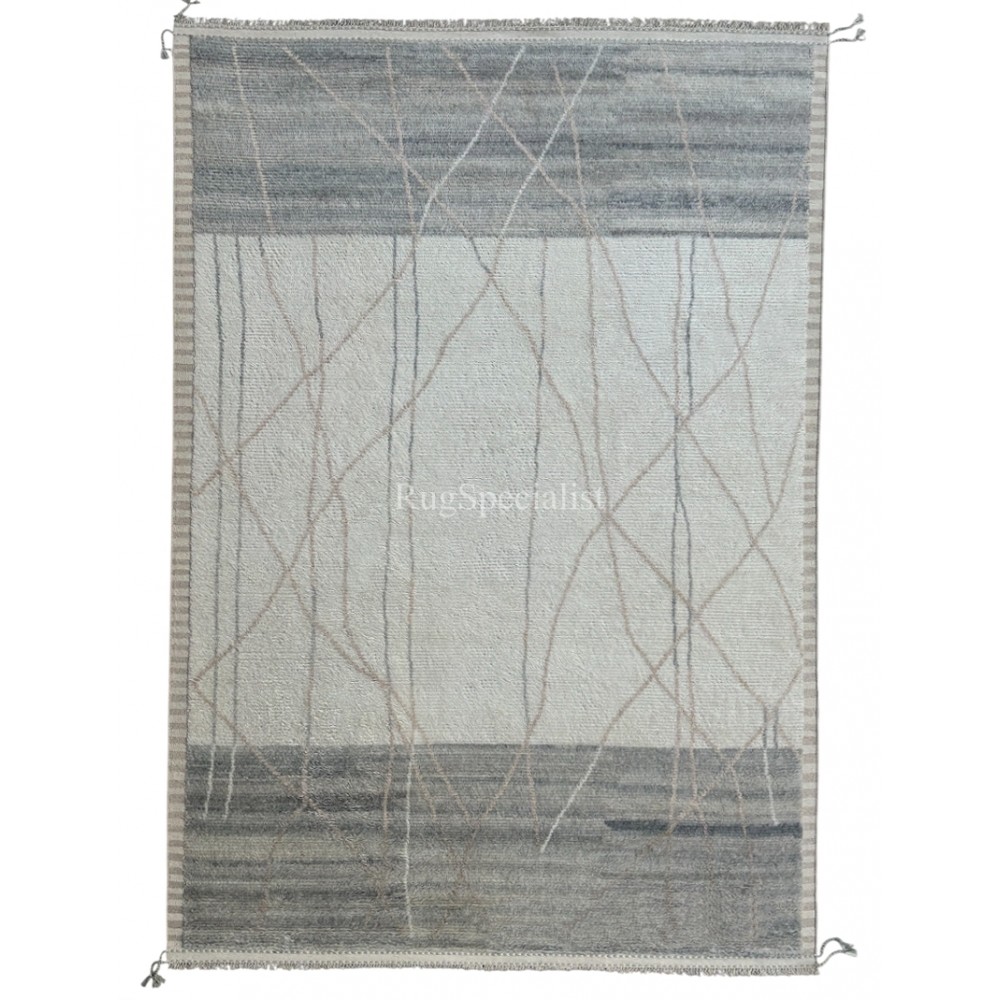 Handmade Moroccan style Rug. 100% Natural Wool. Modern Beni Ourain Carpet
