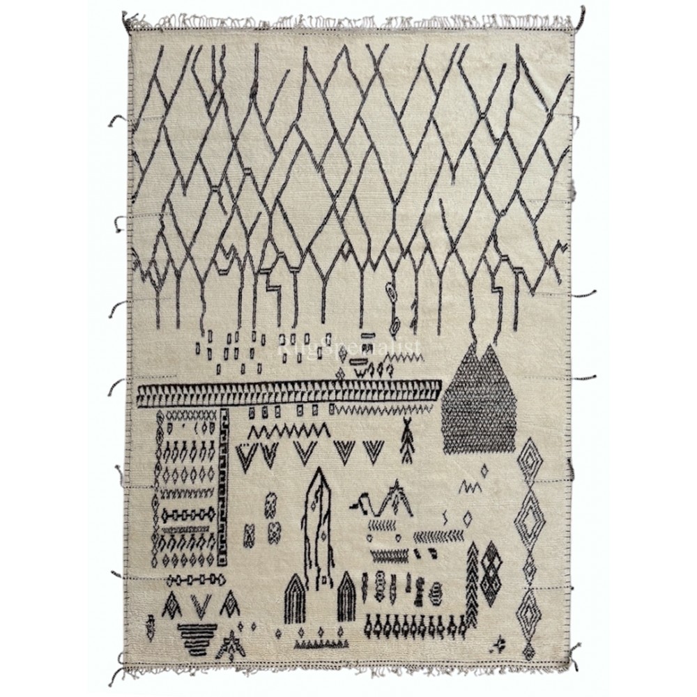 Modern Handmade Moroccan style Rug. 100% Natural Wool. Custom Options Available