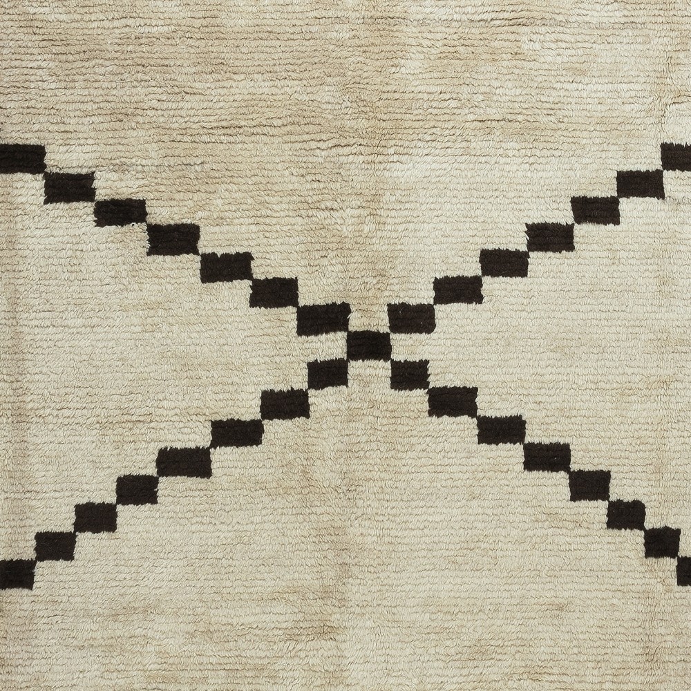 Contemporary Moroccan Berber Tulu Rug. 100% Natural Wool. Handknotted Beni Ourain Carpet