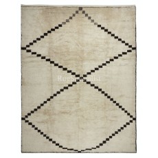 Contemporary Moroccan Berber Tulu Rug. 100% Natural Wool. Handknotted Beni Ourain Carpet