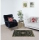 Vintage Scatter Rug, Turkish Accent Rug, Black Door Mat, Handmade Bat Mat