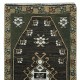 Vintage Scatter Rug, Turkish Accent Rug, Black Door Mat, Handmade Bat Mat