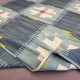 Handwoven Scandinavian Blue Kilim, 100% Wool. Modern High Quality Flat-Weave Rug