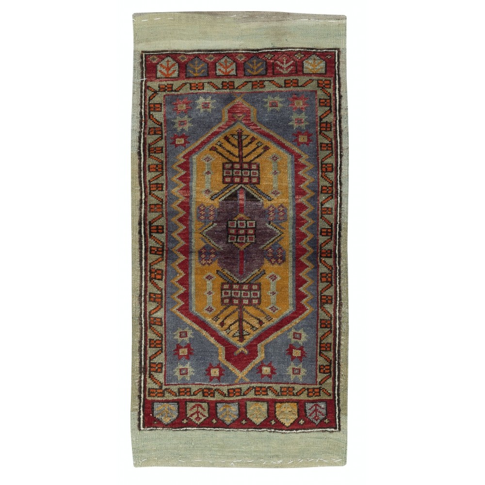 Vintage Scatter Rug, Turkish Accent Rug, Door Mat, Handmade Bat Mat, Kitchen Rug