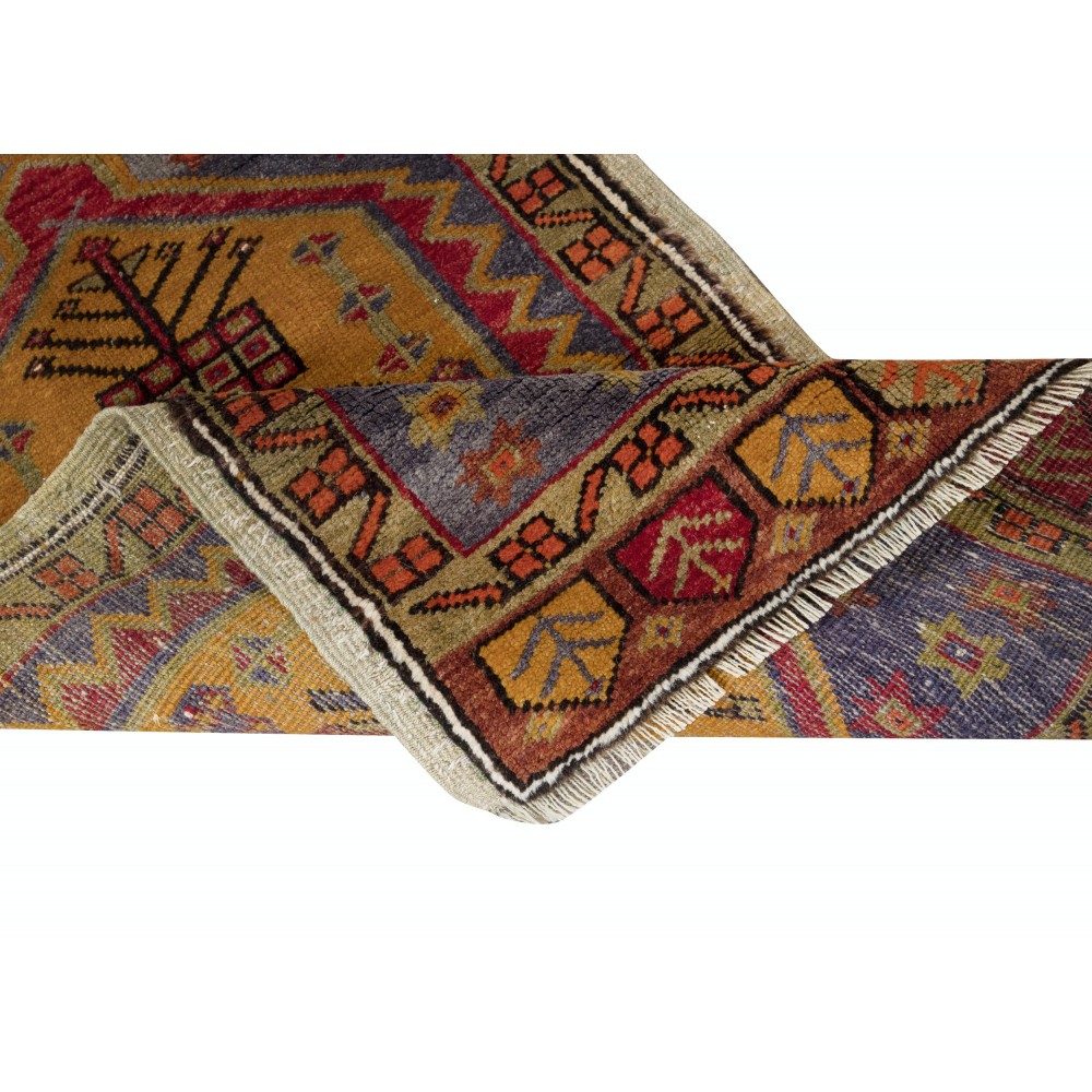 Traditional Vintage Handmade Turkish Accent Rug, Decorative Door Mat