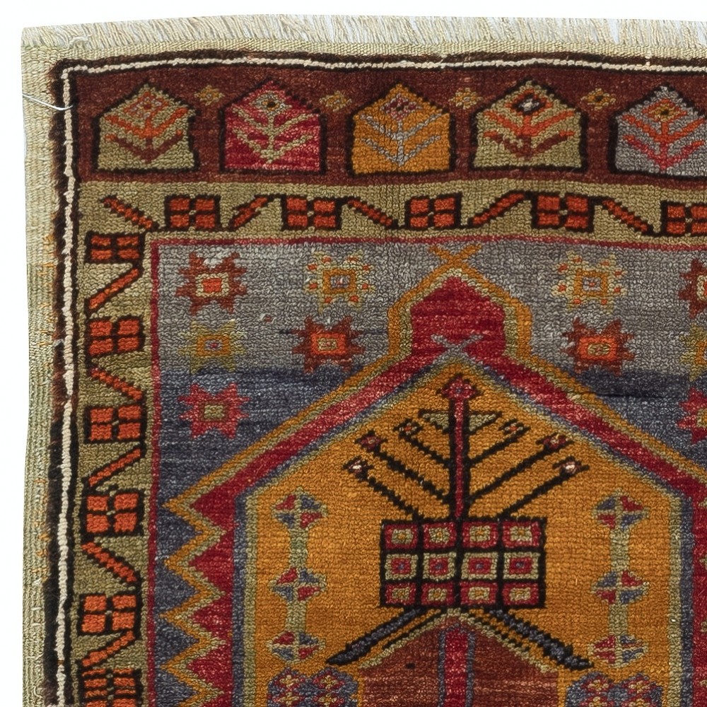 Traditional Vintage Handmade Turkish Accent Rug, Decorative Door Mat
