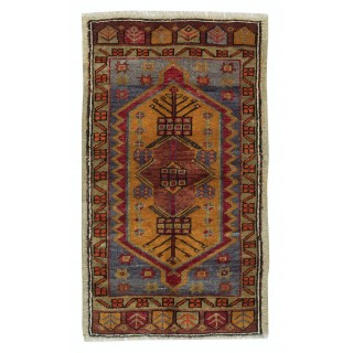 Traditional Vintage Handmade Turkish Accent Rug, Decorative Door Mat
