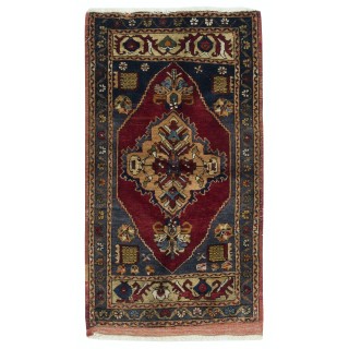 Traditional Vintage Handmade Turkish Accent Rug Made of Wool