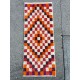 Vintage Handmade Turkish Tulu Rug with Checkered Design. Custom Options Available
