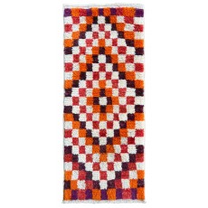 Vintage Handmade Turkish Tulu Rug with Checkered Design. Custom Options Available