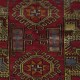 Vintage Scatter Rug, Dark Red Turkish Accent Rug, Door Mat, Handmade Bat Mat, Kitchen Rug