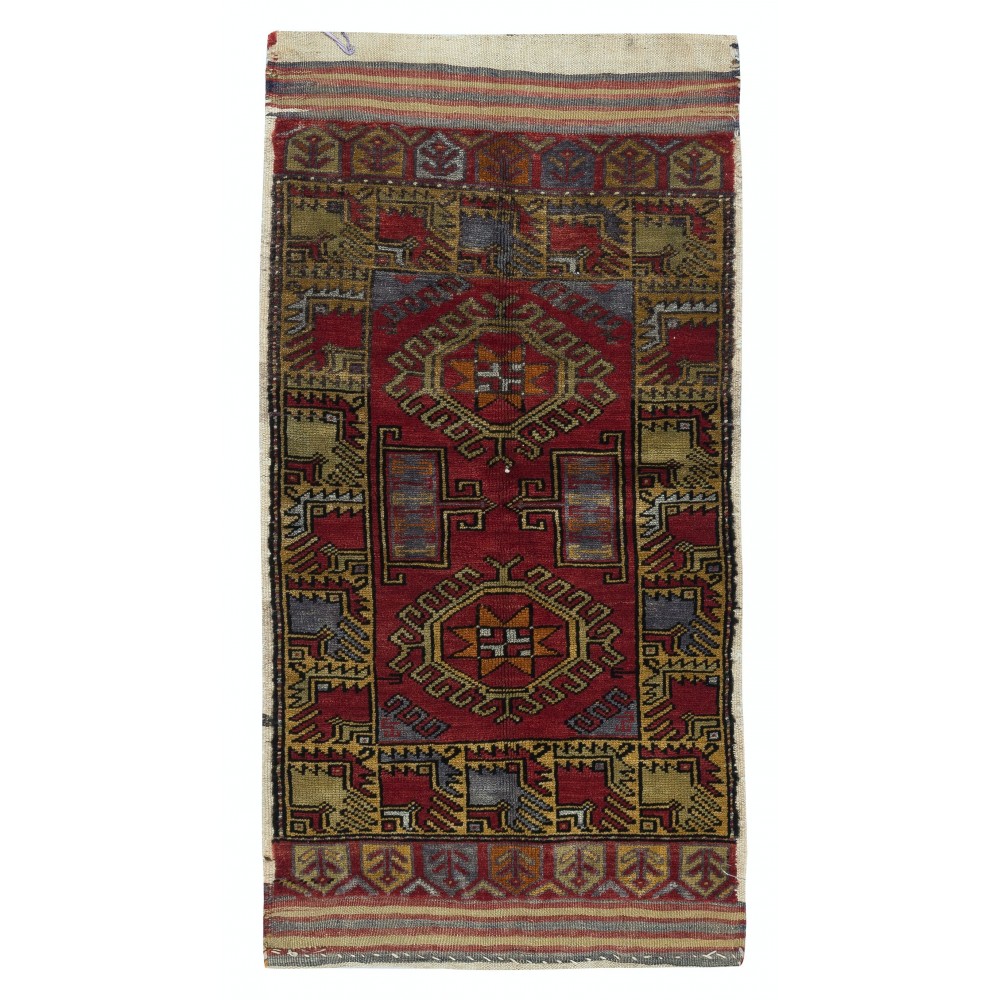 Vintage Scatter Rug, Dark Red Turkish Accent Rug, Door Mat, Handmade Bat Mat, Kitchen Rug