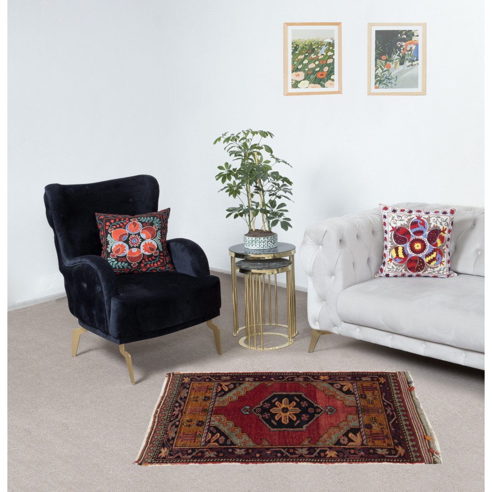 One of a kind 1960s Handmade Turkish Accent Rug Made of Wool