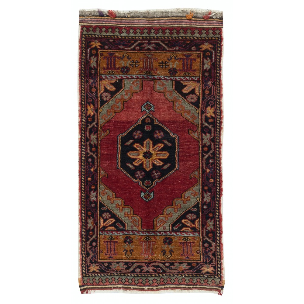 One of a kind 1960s Handmade Turkish Accent Rug Made of Wool