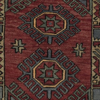 One-of-a-kind Vintage Handknotted Turkish Accent Rug in Dark Red Color