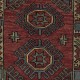 One-of-a-kind Vintage Handknotted Turkish Accent Rug in Dark Red Color