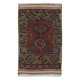 One-of-a-kind Vintage Handknotted Turkish Accent Rug in Dark Red Color