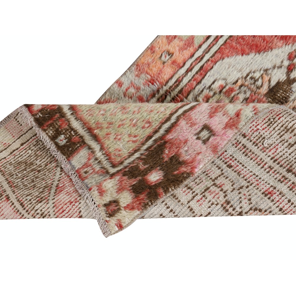 Vintage Scatter Rug, circa 1950, Wool Hand Knotted Turkish Doormat