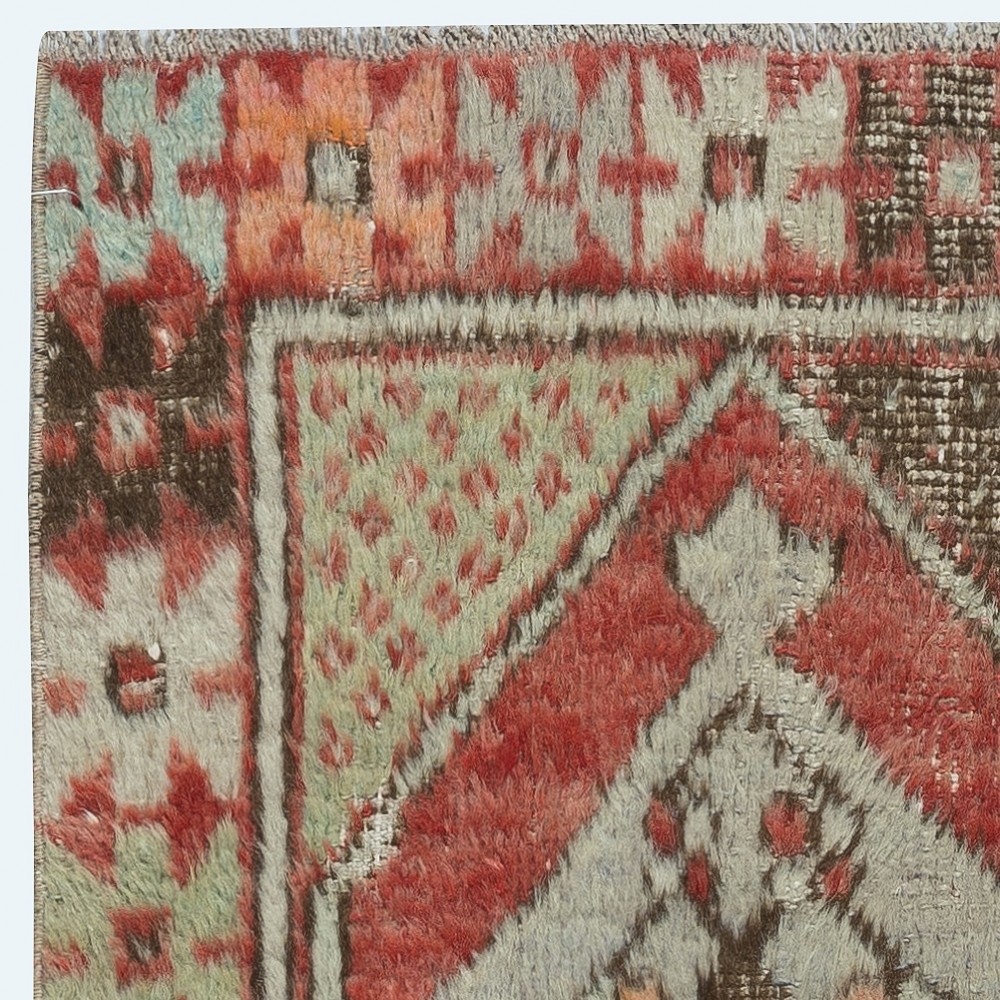 Vintage Scatter Rug, circa 1950, Wool Hand Knotted Turkish Doormat
