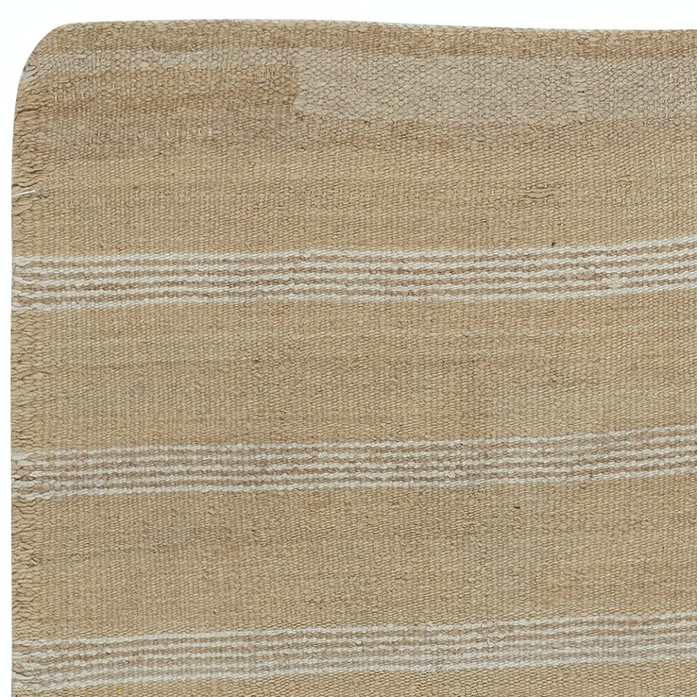 Hand-Woven Striped Turkish Kilim. 100% Wool. Vintage Flat-Weave Rug