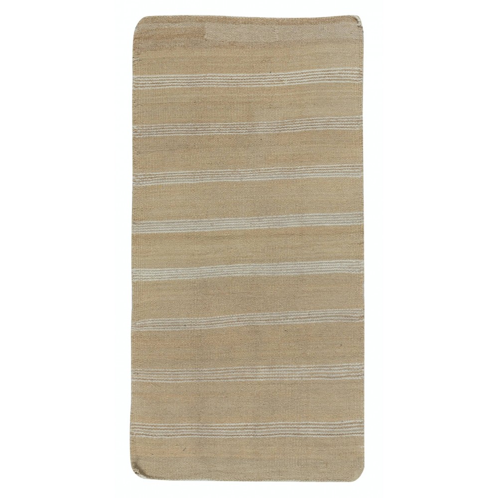 Hand-Woven Striped Turkish Kilim. 100% Wool. Vintage Flat-Weave Rug