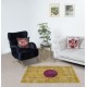 Modern Turkish Patchwork Rug in Yellow Color. Handmade Colorful Circle Door Mat