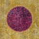 Modern Turkish Patchwork Rug in Yellow Color. Handmade Colorful Circle Door Mat