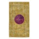Modern Turkish Patchwork Rug in Yellow Color. Handmade Colorful Circle Door Mat