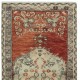Vintage Handmade Turkish Accent Rug in Red and Beige Color, 100% Wool