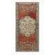 Vintage Handmade Turkish Accent Rug in Red and Beige Color, 100% Wool