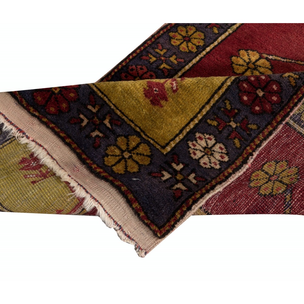 Handmade Turkish Prayer Rug. 100% Wool. Vintage Red Prayer Mat