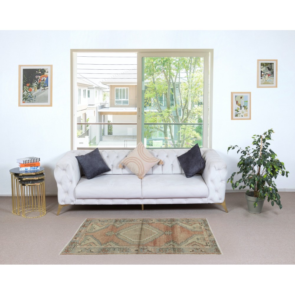 Traditional Vintage Handmade Turkish Rug, 100% Wool