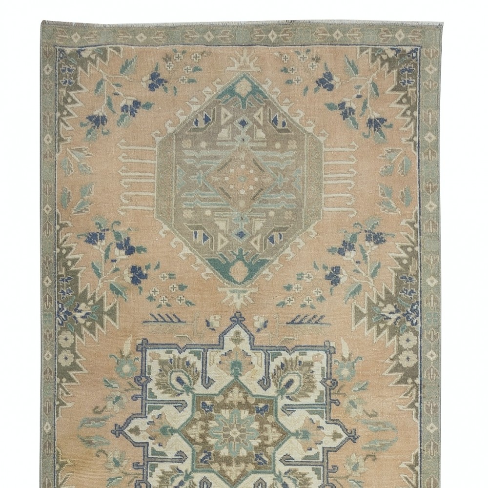 Vintage Runner Rug for Kitchen. Handmade Hallway Rug. Narrow Stair Rug. Corridor Rug. 100% Wool