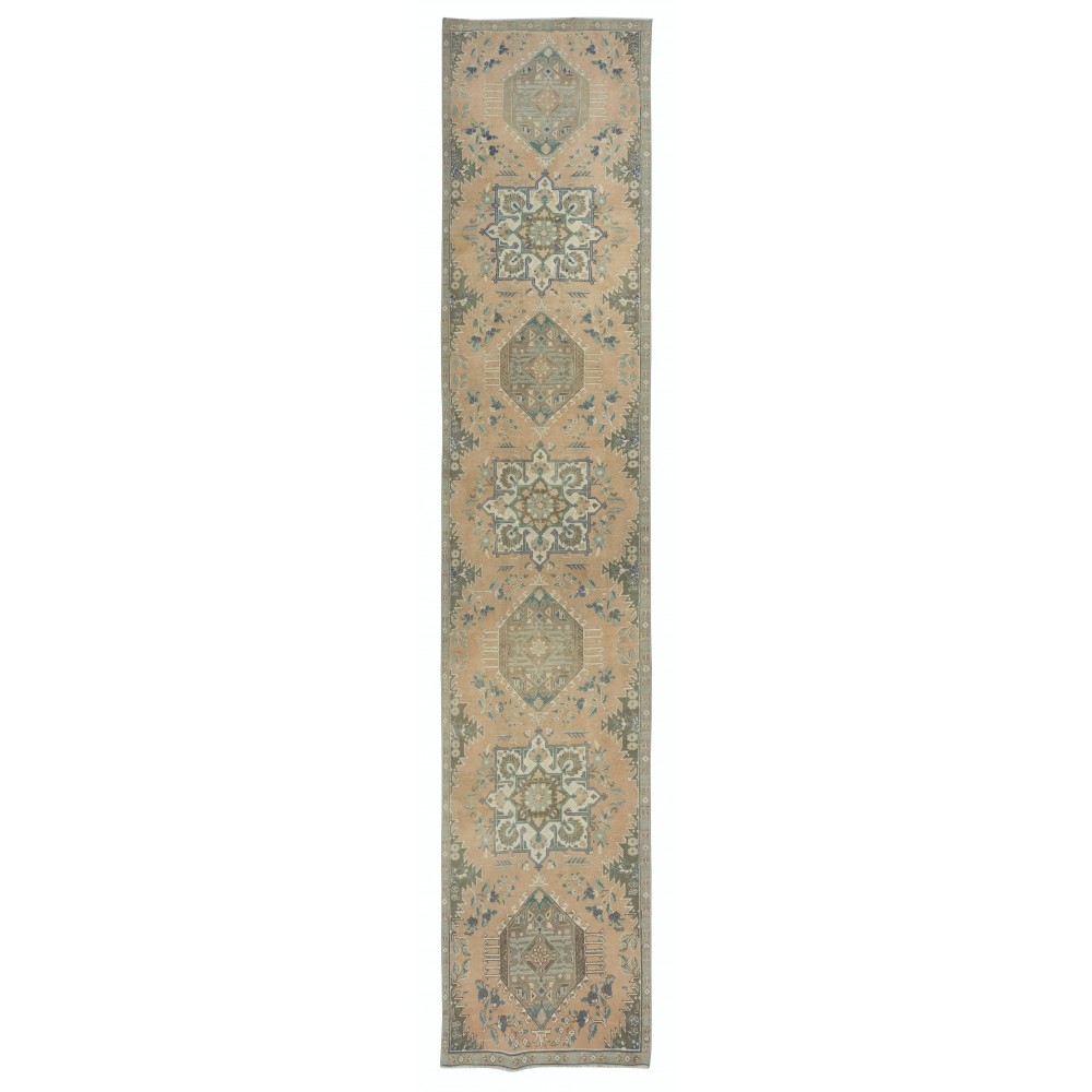 Vintage Runner Rug for Kitchen. Handmade Hallway Rug. Narrow Stair Rug. Corridor Rug. 100% Wool