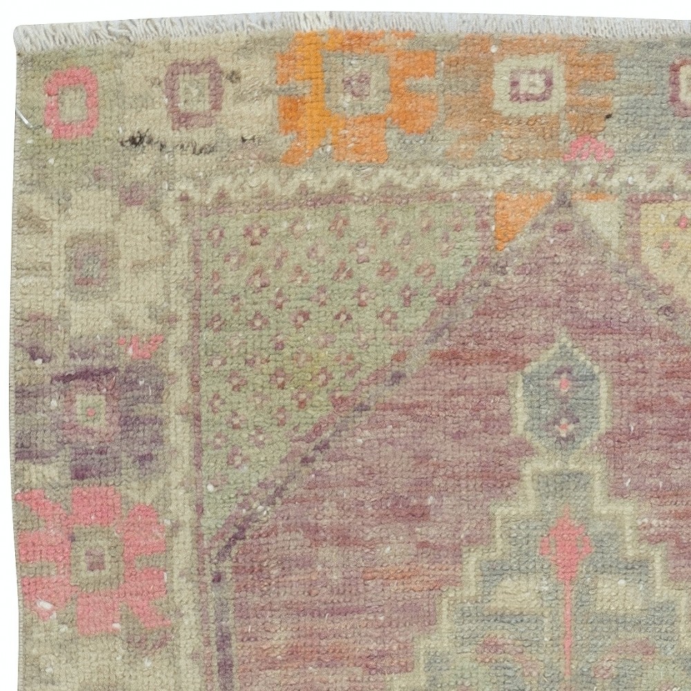 One of a pair Vintage Handmade Scatter Rug. Turkish Accent Rug. Decorative Door Mat