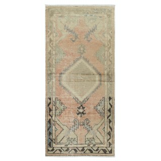 Vintage Turkish Accent Rug, Unique Door Mat, Handmade Kitchen Rug