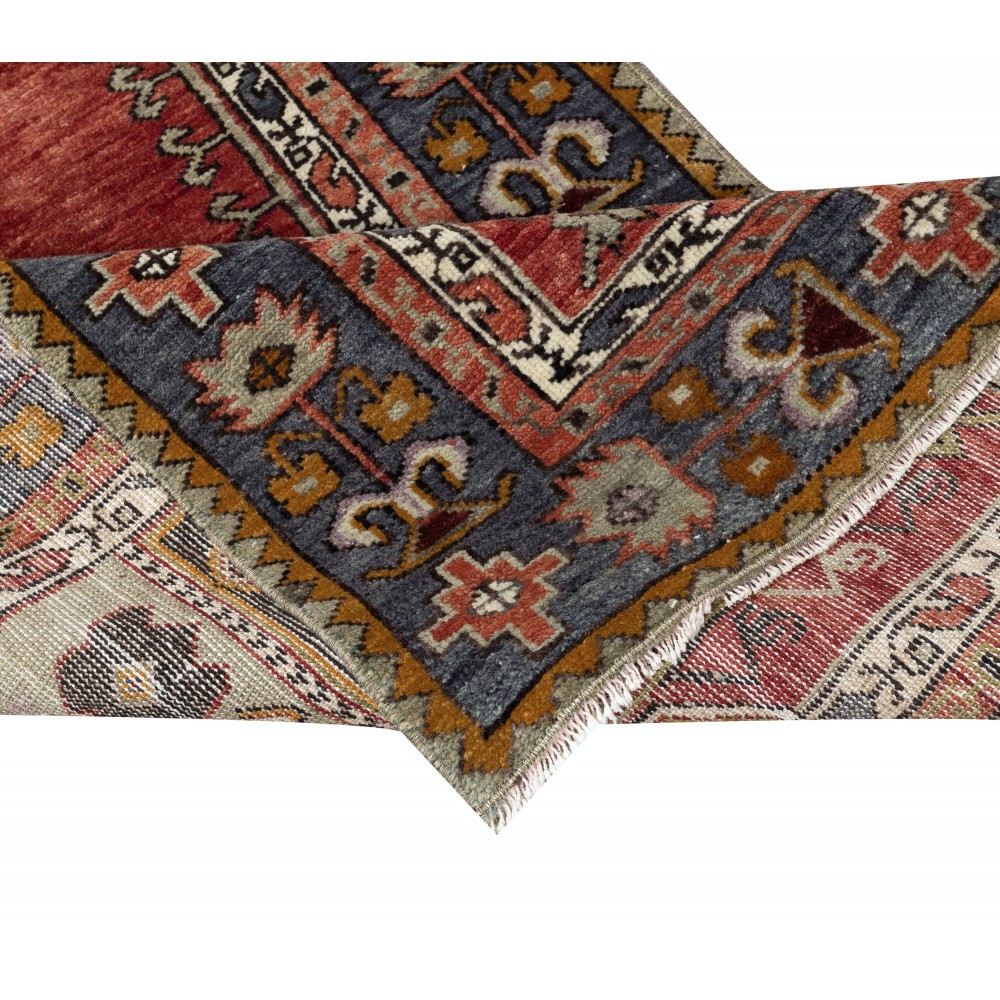 Vintage Handmade Turkish Konya Prayer Rug, 100% Wool