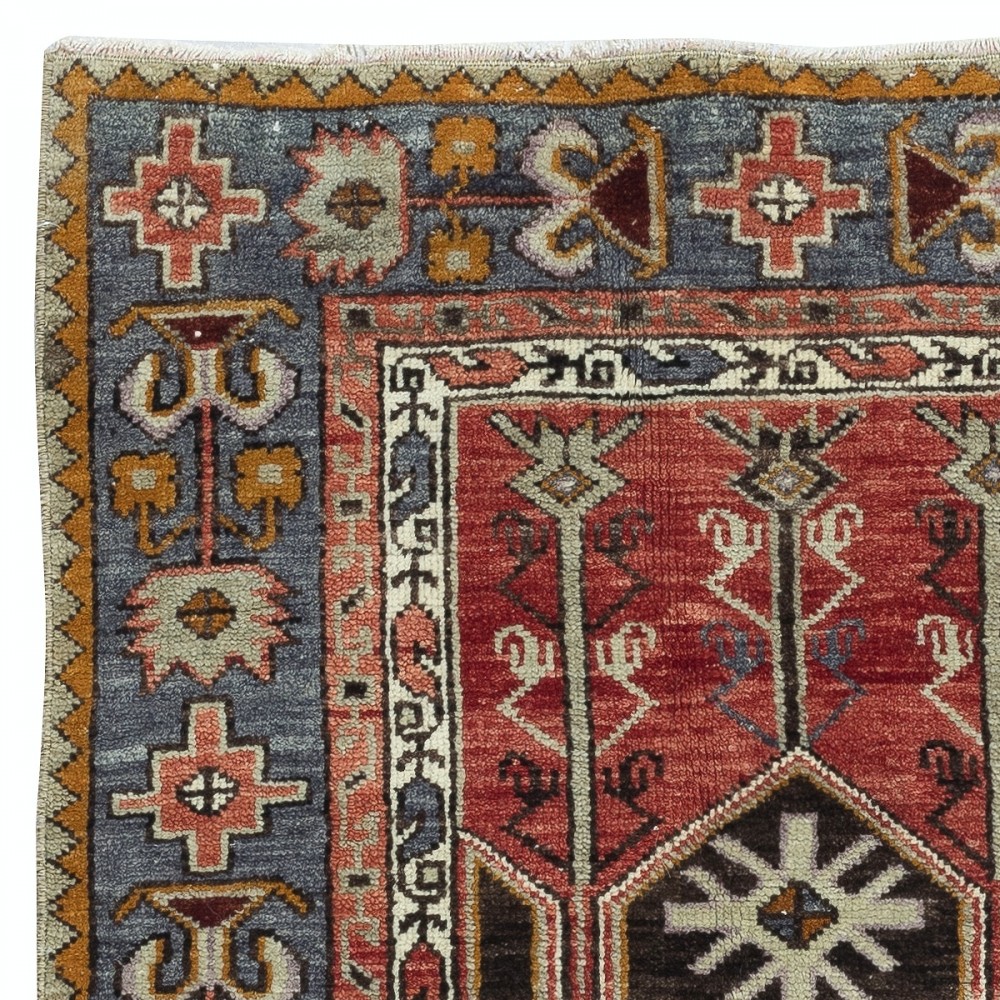 Vintage Handmade Turkish Konya Prayer Rug, 100% Wool