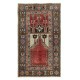 Vintage Handmade Turkish Konya Prayer Rug, 100% Wool