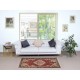 Traditional Vintage Handmade Turkish Accent Rug in Red and Beige Color