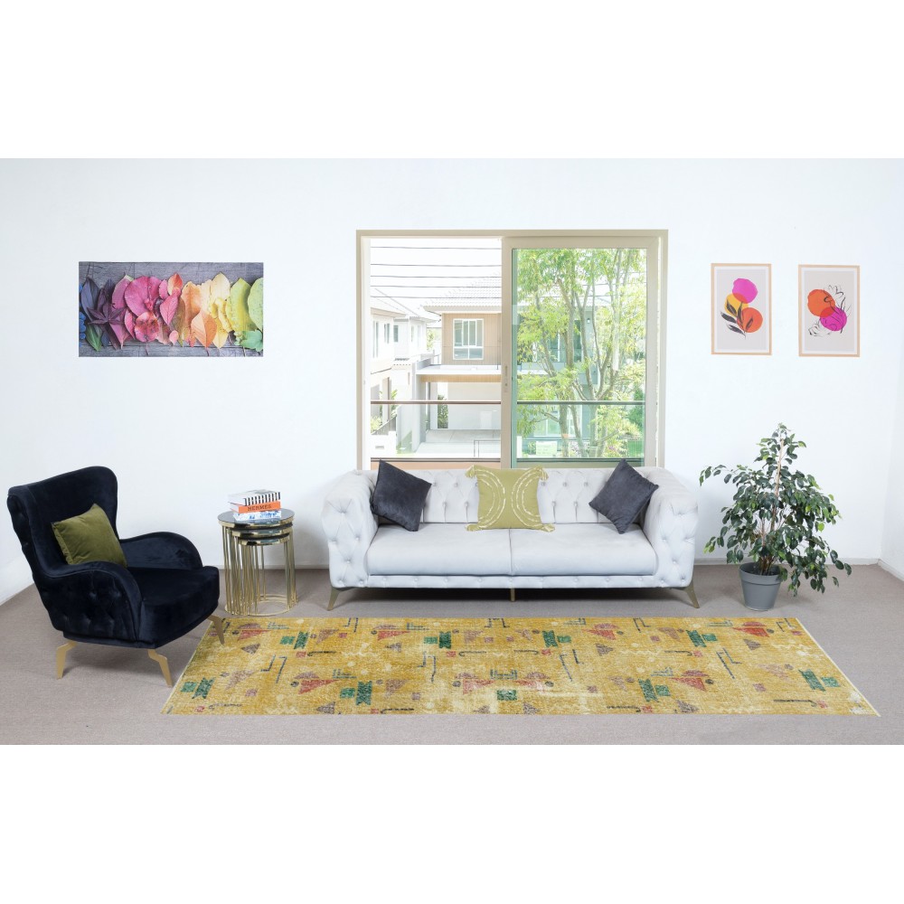 One of a pair of Rare Mid-Century Modern Rug Runners designed by late Artist Zeki Muren