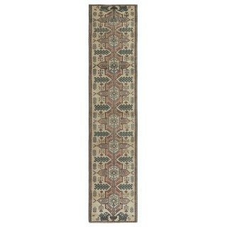 Vintage Handmade Turkish Wool Narrow Runner Rug for Hallway Decor