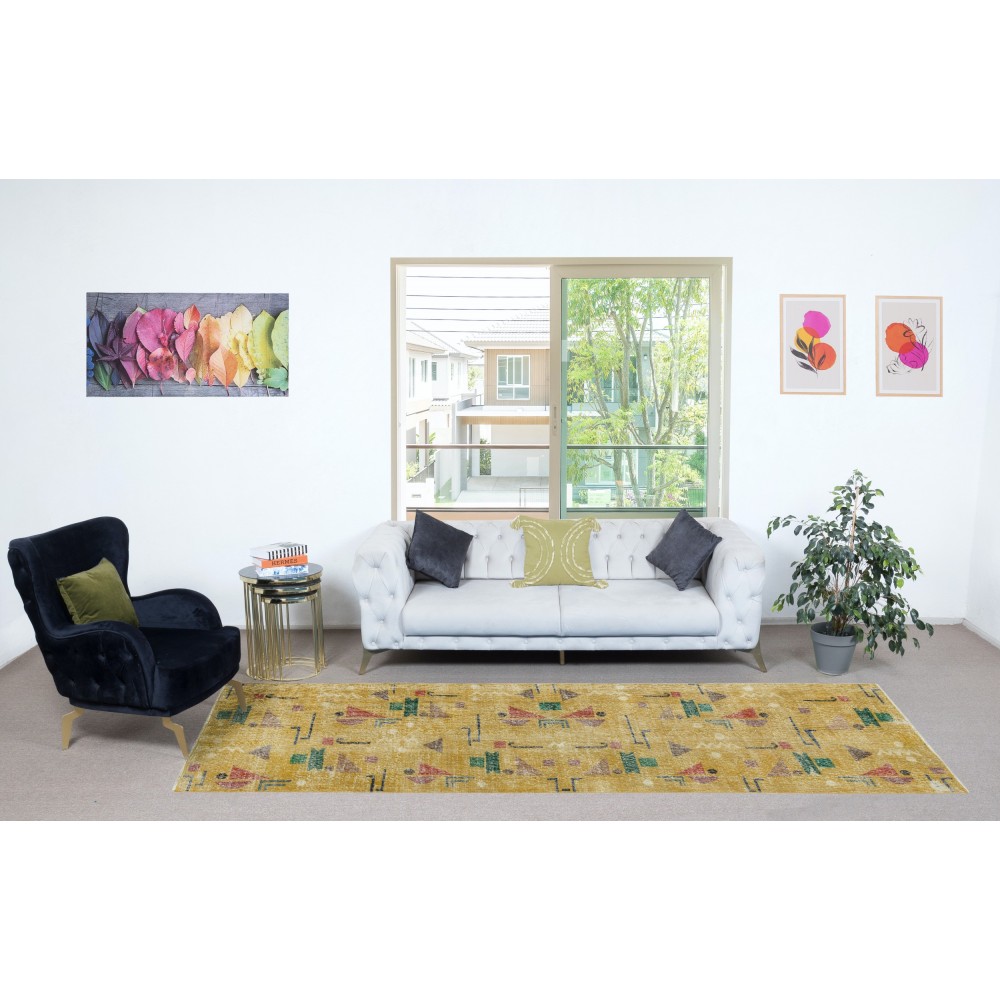 One of a pair of Rare Mid-Century Modern Rug Runners designed by late Artist Zeki Muren