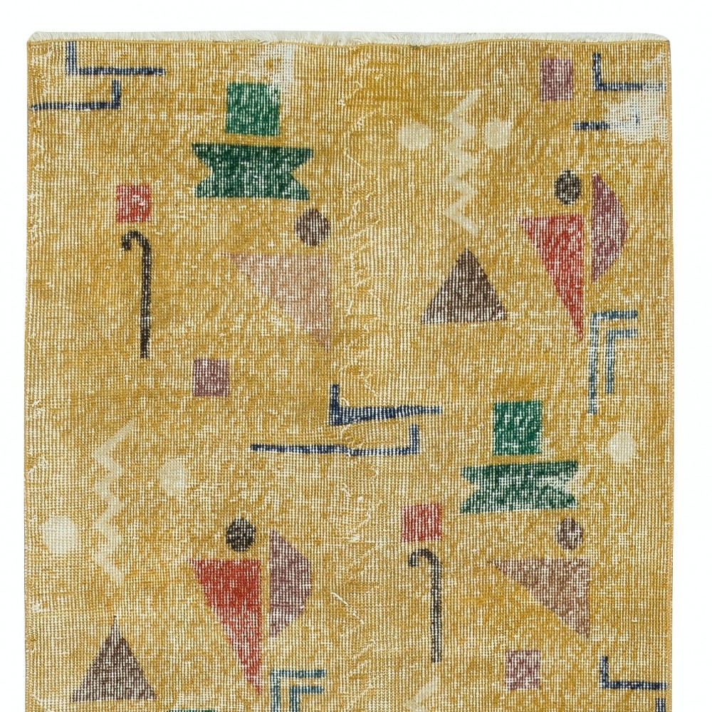One of a pair of Rare Mid-Century Modern Rug Runners designed by late Artist Zeki Muren